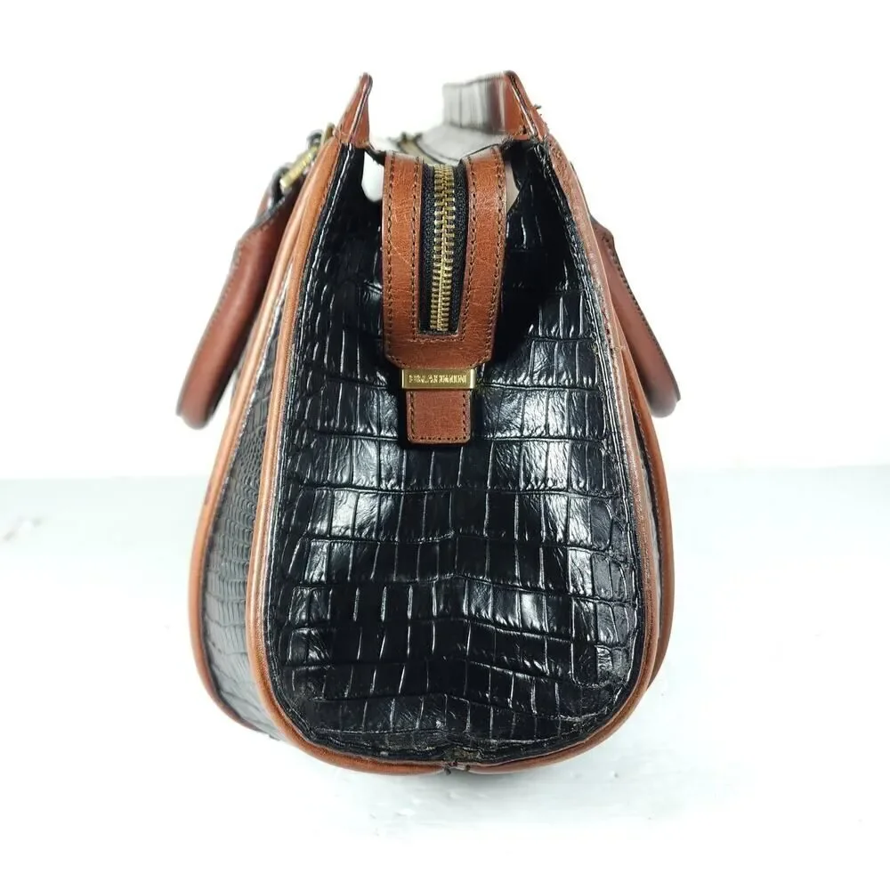 Brahmin Arden Tortoise Melbourne Leather Black Brown Satchel Handbag Bag